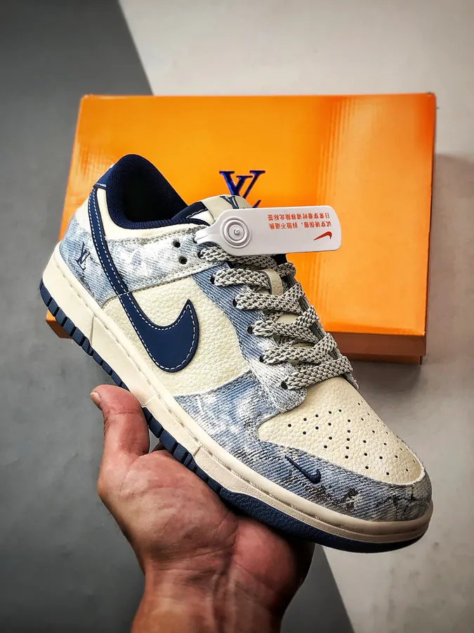 LV White Blue Denim Low Sneaker