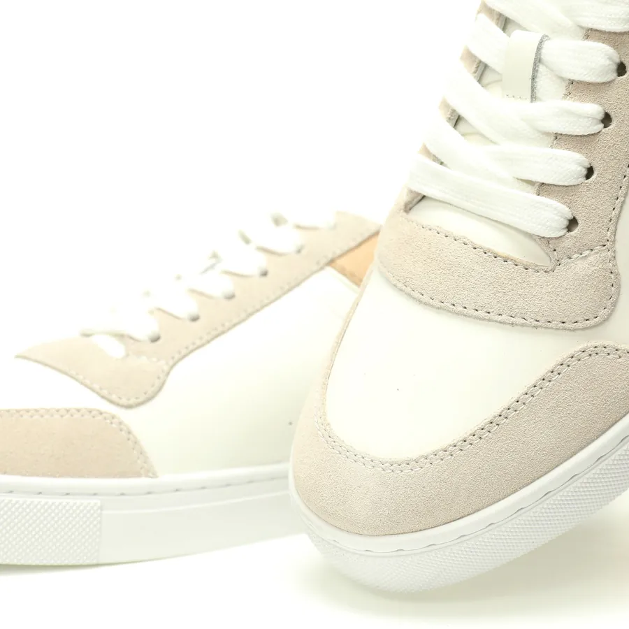 Burberry House Che Low Sneakers White and Khaki Striped Leather