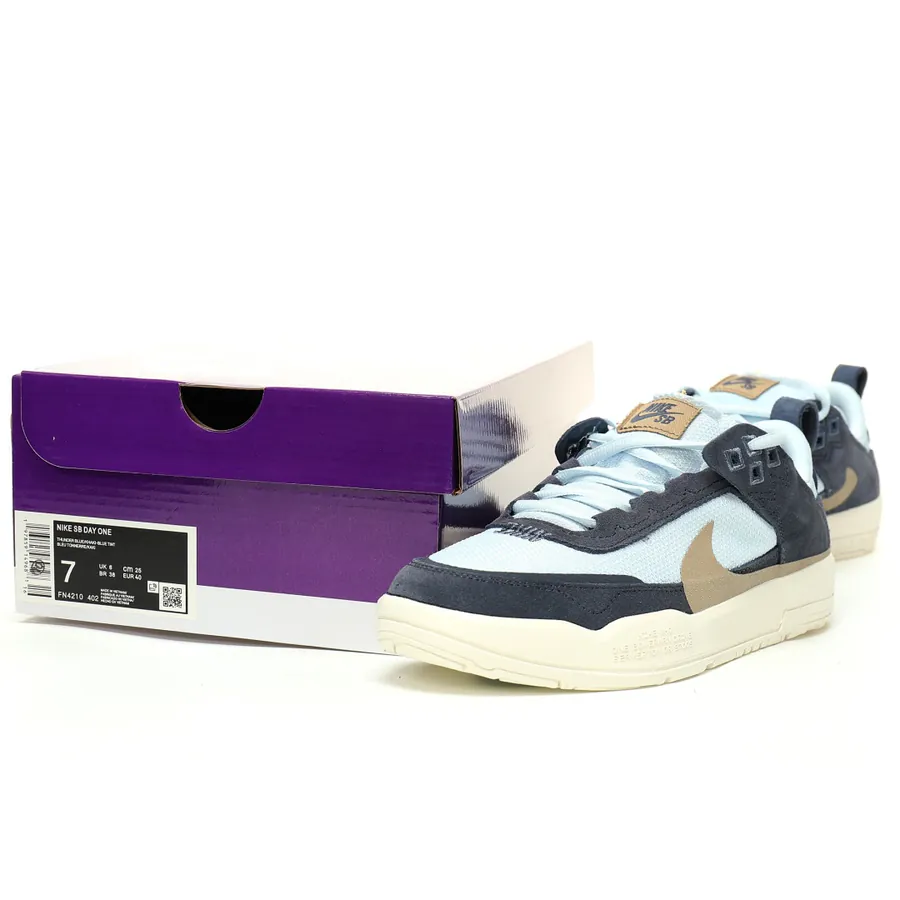 Nike SB Day One Low Top Sneaker in Fuzzy Navy Blue and Khaki