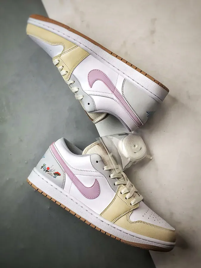 Air Jordan 1 Low in White, Gray, and Pink