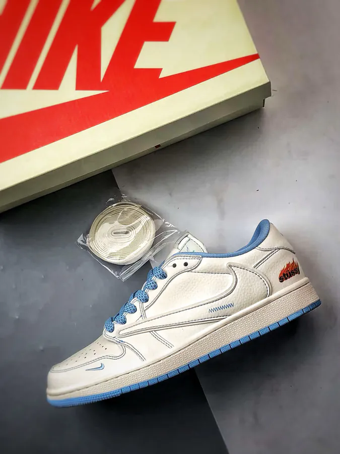 Air Jordan 1 Low OG Stussy White Blue Toe