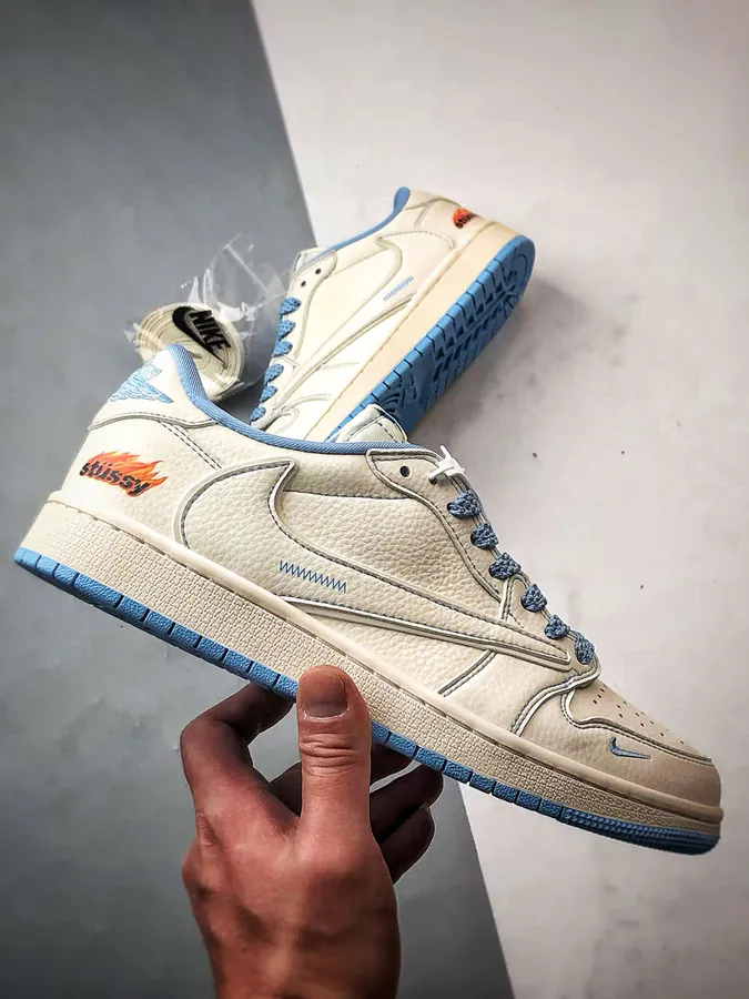 Air Jordan 1 Low OG Stussy White Blue Toe
