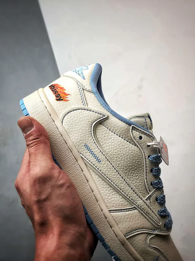 Air Jordan 1 Low OG Stussy White Blue Toe