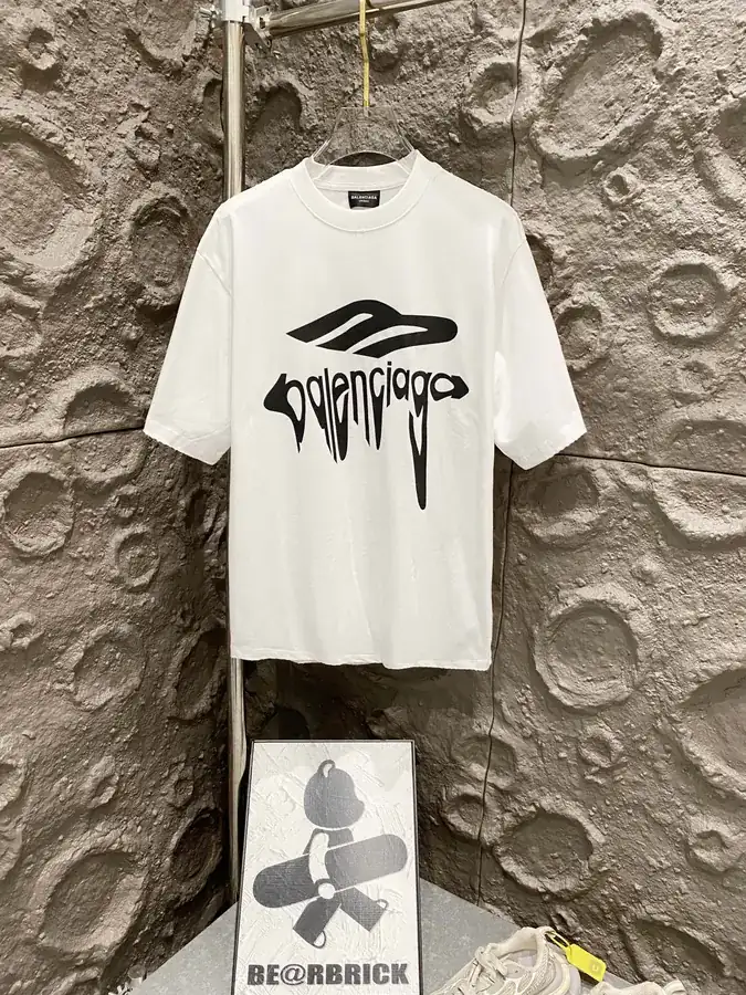 BALENCIAGA Paris SS25 3M Artistic Letter Print Distressed Short Sleeve T Shirt