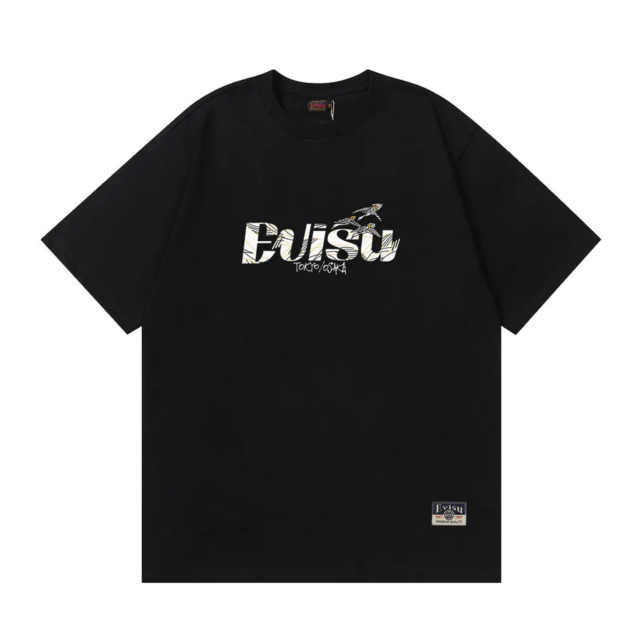 EVISU New Letter Print Short Sleeve Loose Fit Couple T Shirt