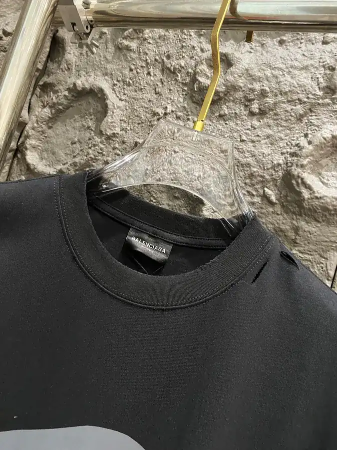 BALENCIAGA Paris SS25 3M Art Letter Print Distressed Short Sleeve T Shirt