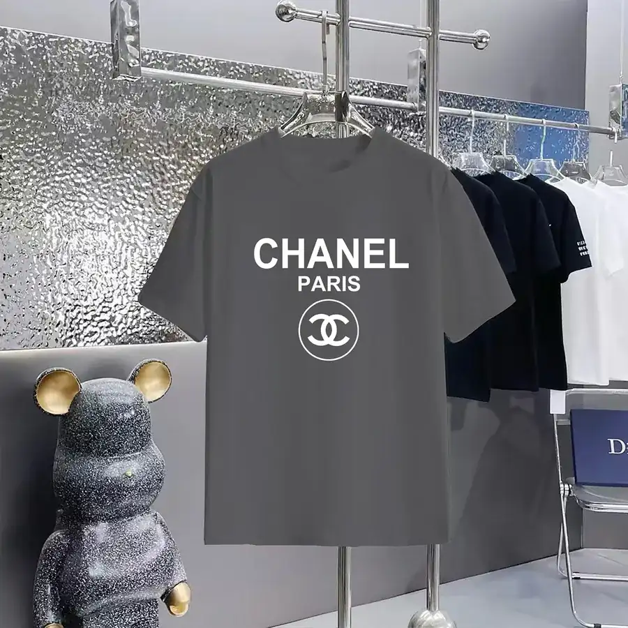 CHANEL Prada Print Round Neck Short Sleeve T Shirt