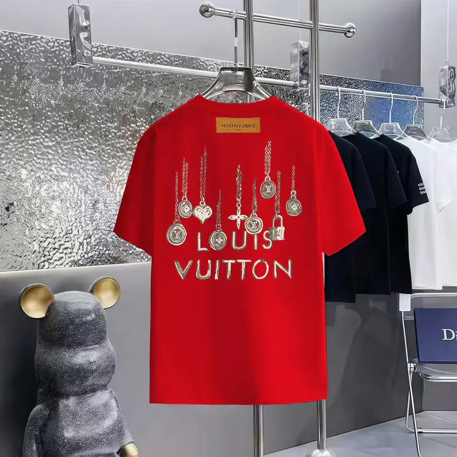 LOUIS VUITTON Print Round Neck Short Sleeve T Shirt