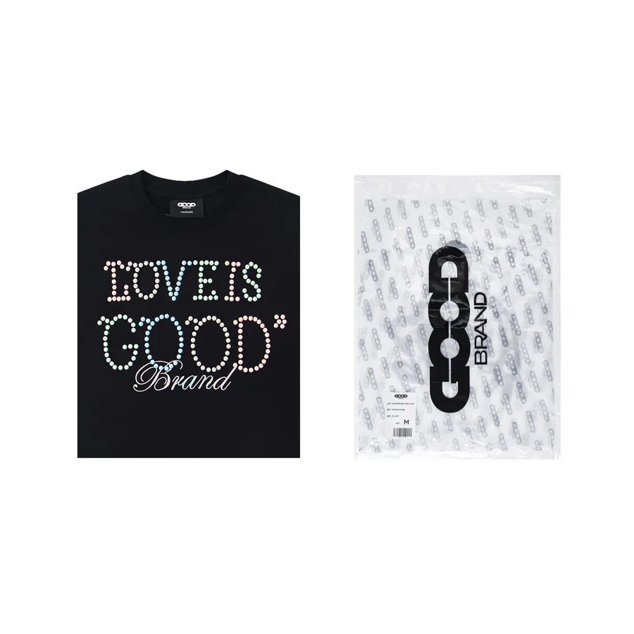 GOODBRAND 2025SS Love is Good Maroon Limited Edition Pearl Tag Short Sleeve