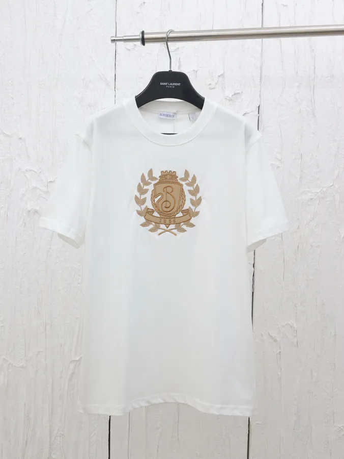 Burberry 25 Spring Summer New Gold Leaf Logo Short Sleeve T Shirt