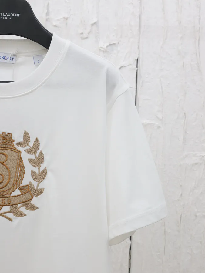 Burberry 25 Spring Summer New Gold Leaf Logo Short Sleeve T Shirt