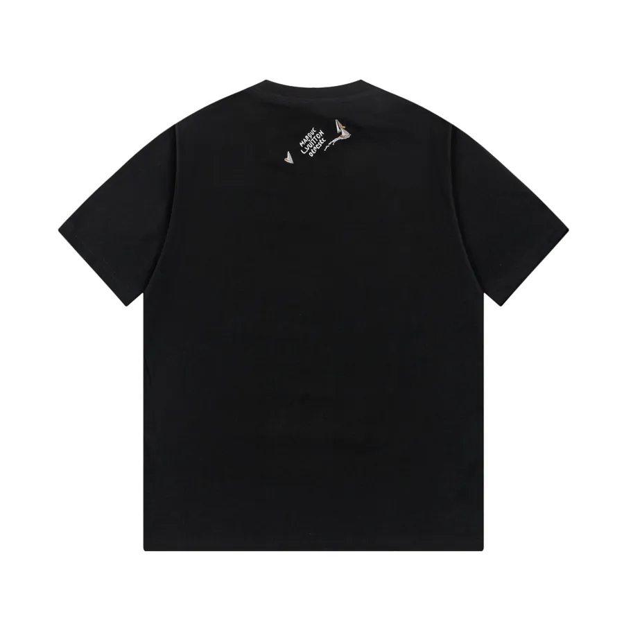 LVV Star Supply Spring Summer New Sail Embroidery Short Sleeve T shirt