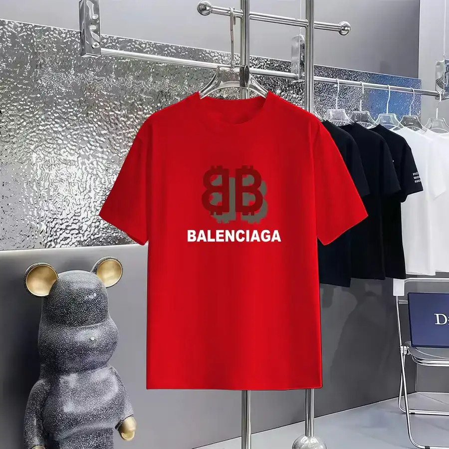 Balenciaga Parisian Print Round Neck Short Sleeve T Shirt