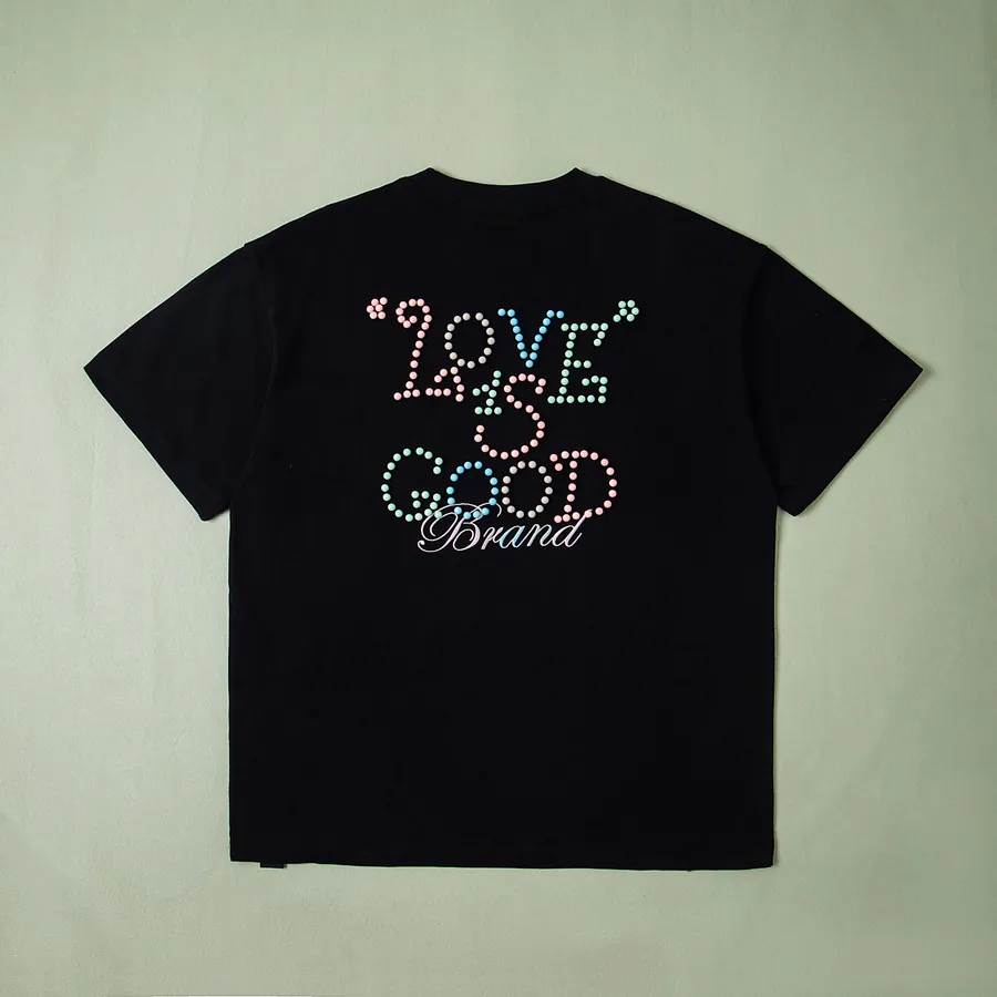 GOODBRAND 2025SS Love is Good Maroon Limited Edition Pearl Tag Fashion Short Sleeve