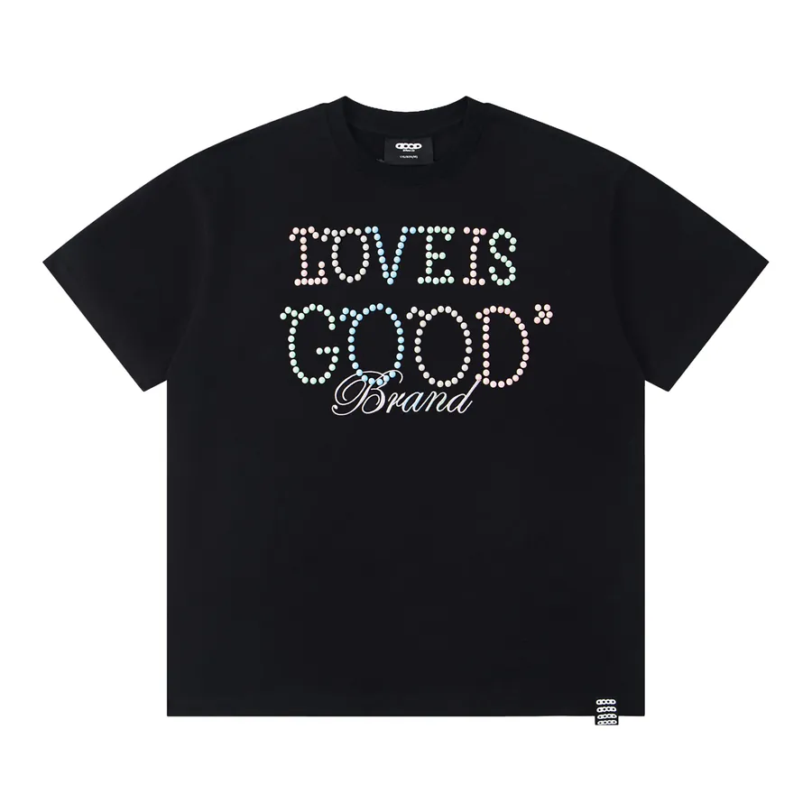 GOODBRAND 2025SS Love Is Good Maroon Limited Edition Pearl Tag Fashion Short Sleeve