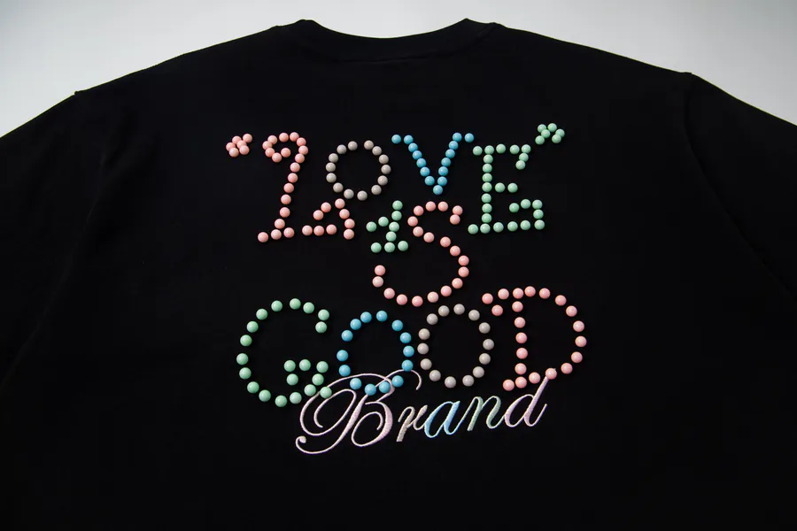GOODBRAND 2025SS Love Is Good Maroon Limited Edition Pearl Tag Fashion Short Sleeve