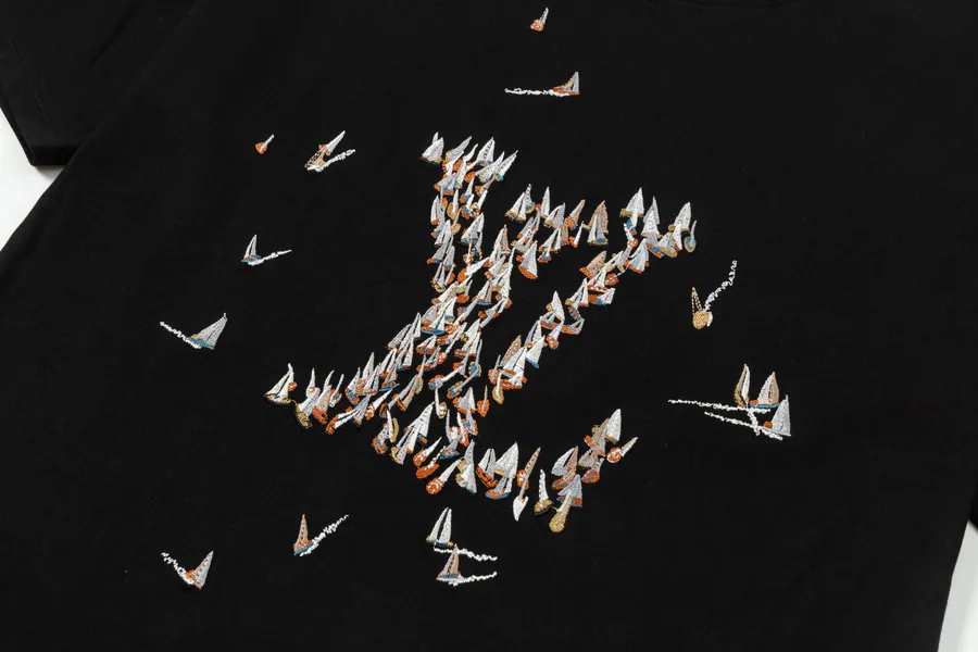 LV Roadster Spring Summer New Sail Embroidery T Shirt, Premium Edition