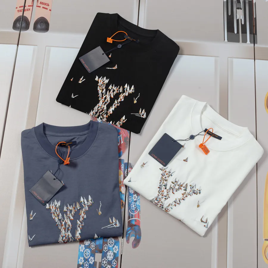 LV Roadster Spring Summer New Sail Embroidery T Shirt, Premium Edition