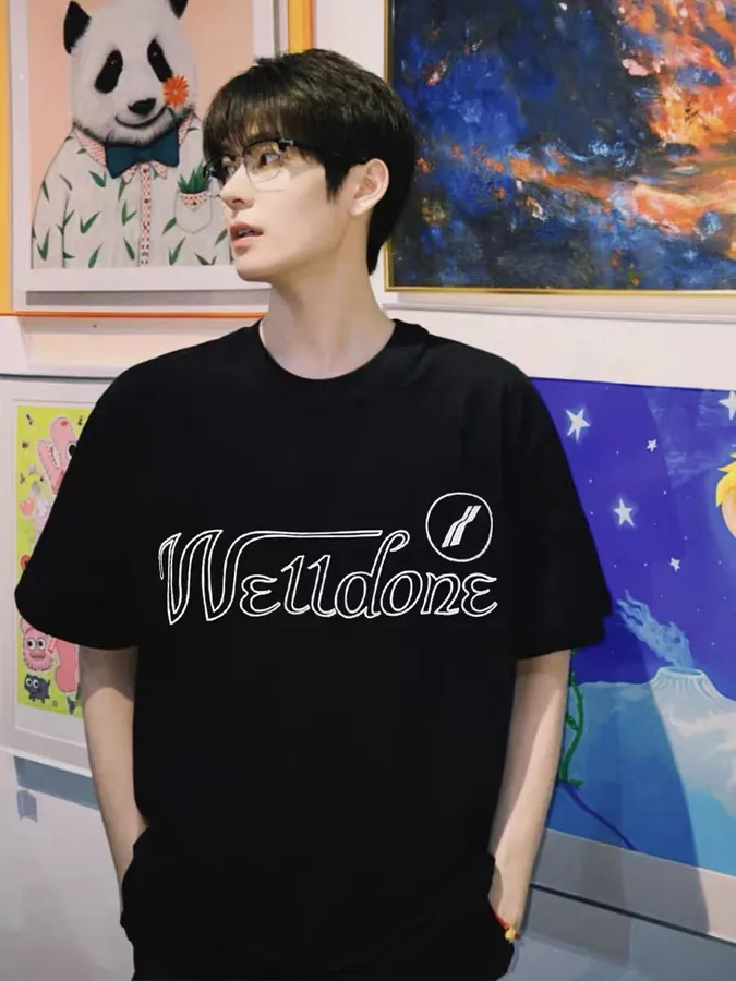 WE11DONE Classic Data Model Logo Letter Print Short Sleeve