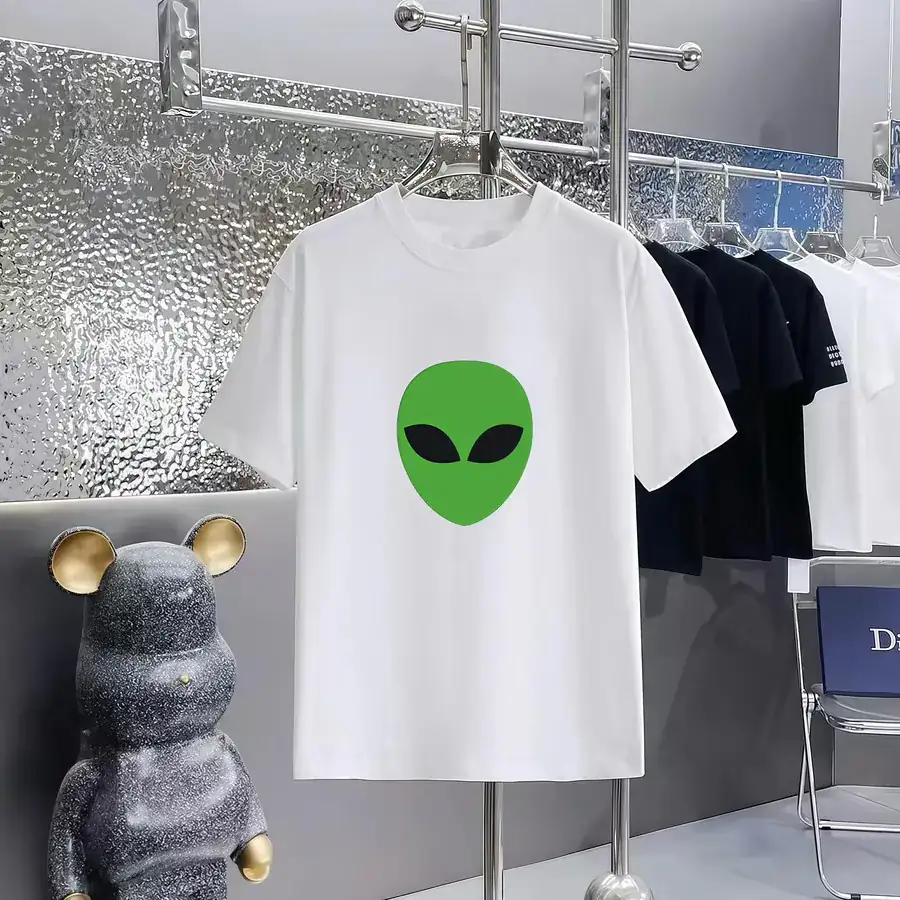 Balenciaga Parisian Print Round Neck Short Sleeve T Shirt