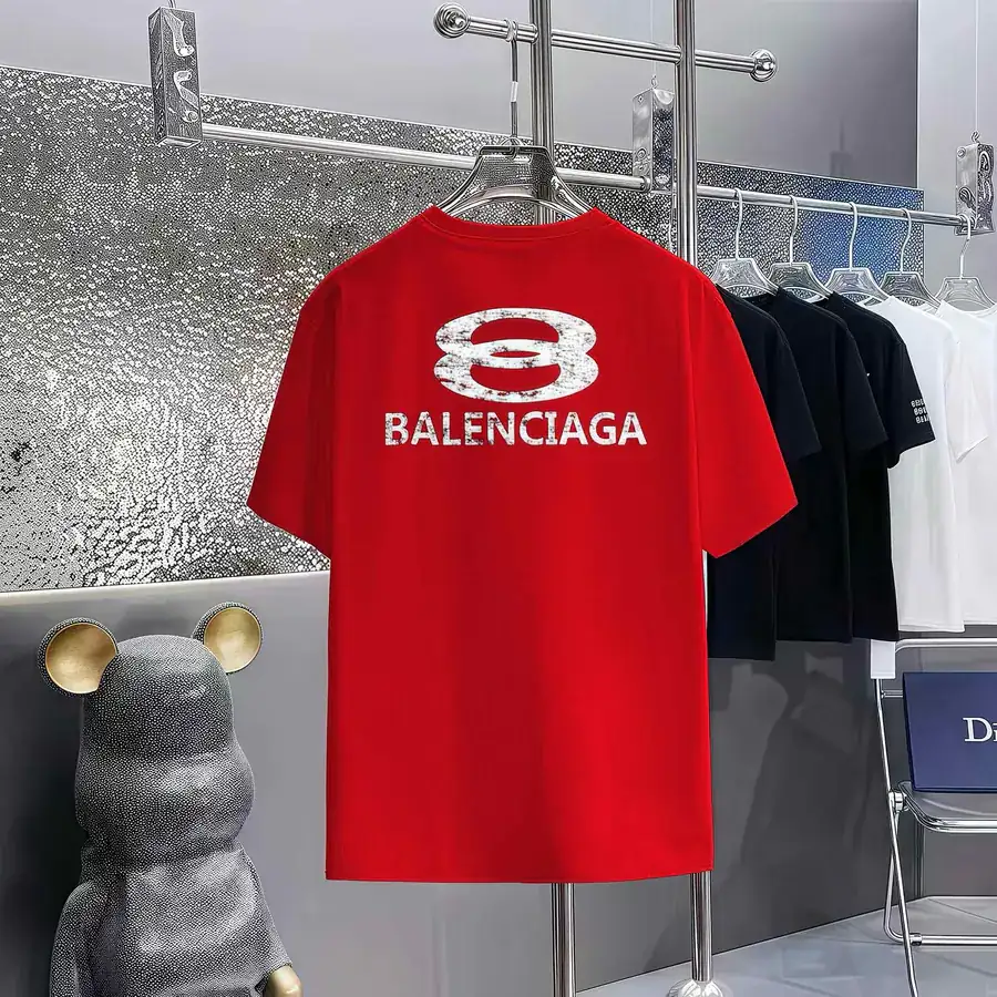 Balenciaga Paris Print Round Neck Short Sleeve T Shirt