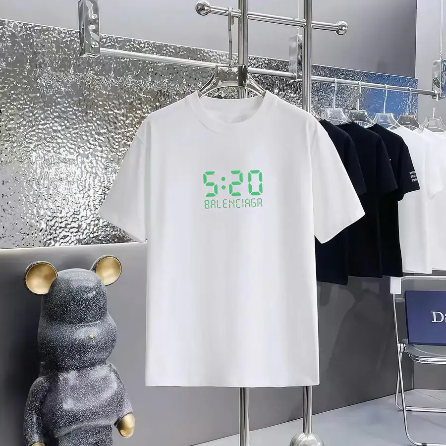 Balenciaga Parisian Print Round Neck Short Sleeve T Shirt