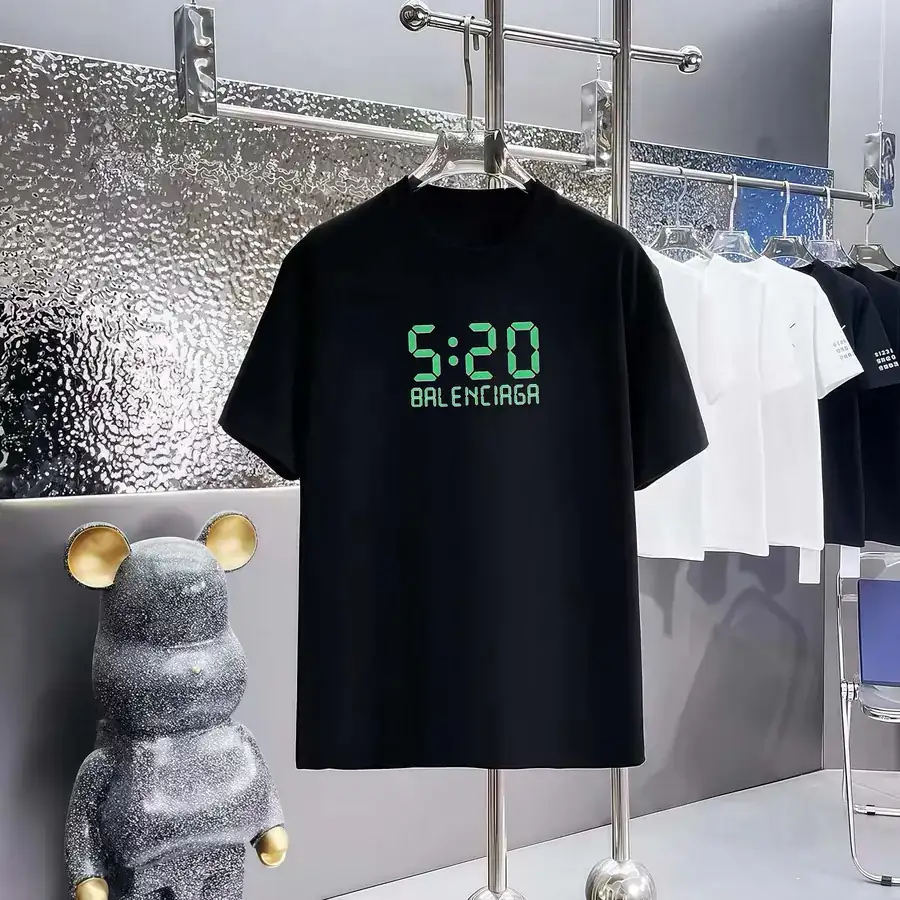 Balenciaga Paris Print Round Neck Short Sleeve T Shirt