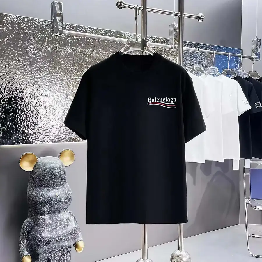 Balenciaga Print Round Neck Short Sleeve T Shirt