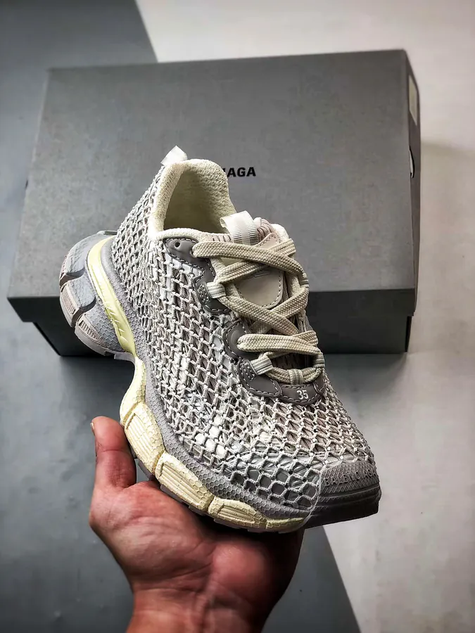 Balenciaga Paris 3XL 10th Generation Mesh Full Diamond Grey Gold Dad Shoes