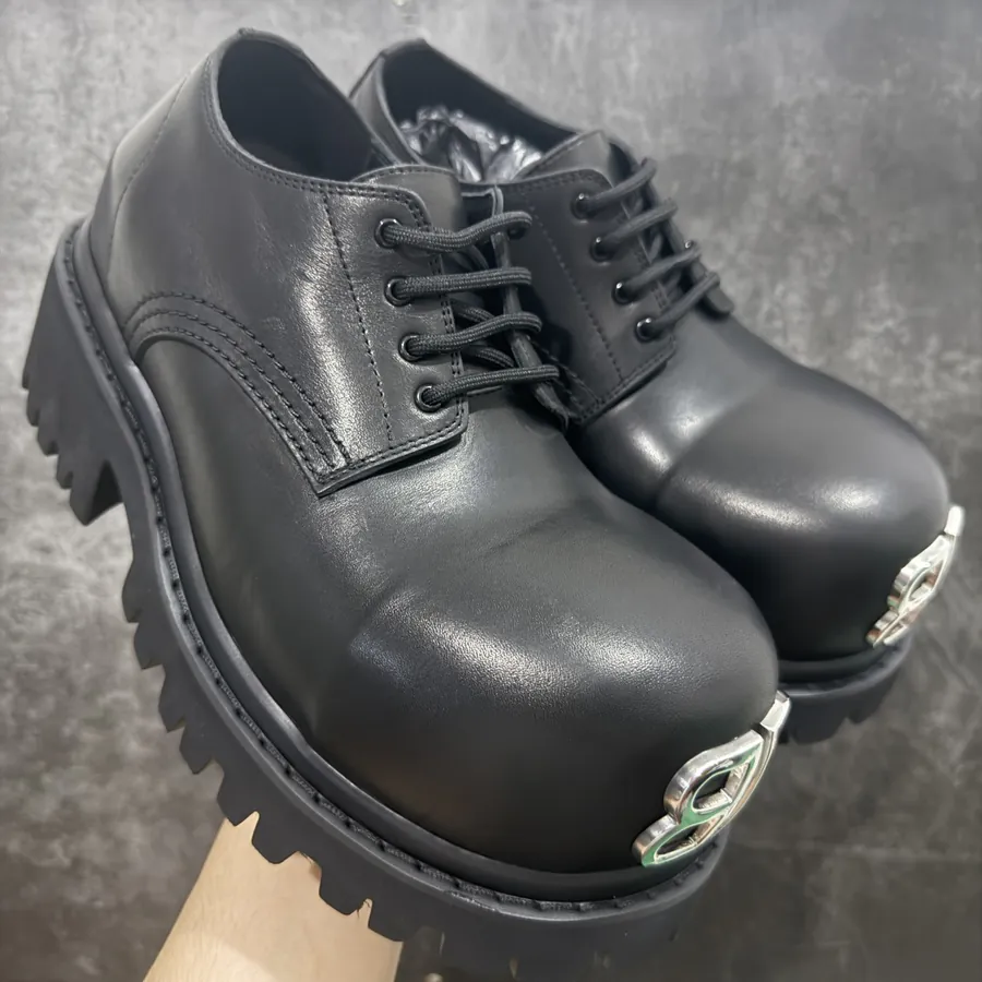 Balenciaga Stomper Fashion Buckle Leather Thick Sole Derby Shoe
