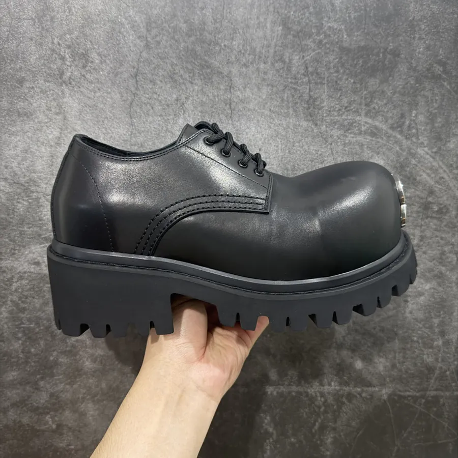 Balenciaga Stomper Fashion Buckle Leather Chunky Derby Shoe