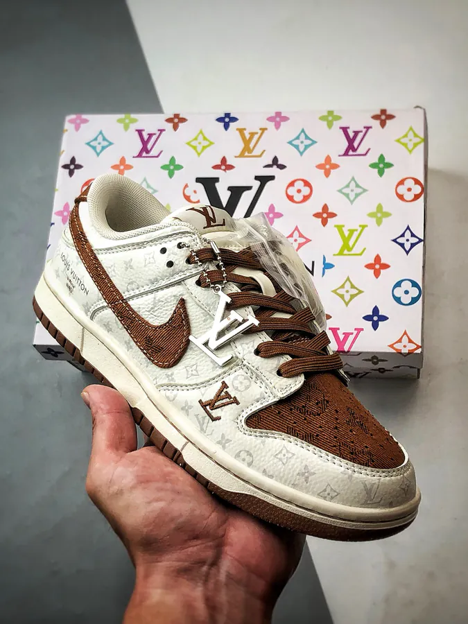LV Print White Brown Low Top Sneaker