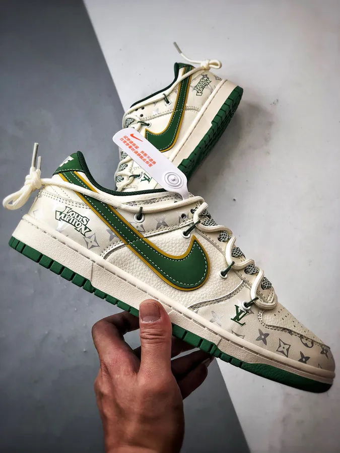 LV White Green Deconstructed Low Sneaker