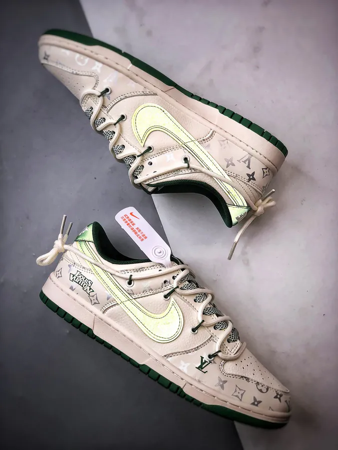 LV White Green Deconstructed Low Sneaker