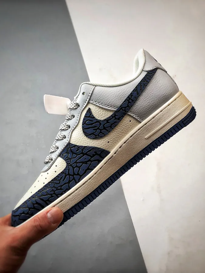 LV x Air Force 1 Low White, Gray, Blue, Stone Pattern