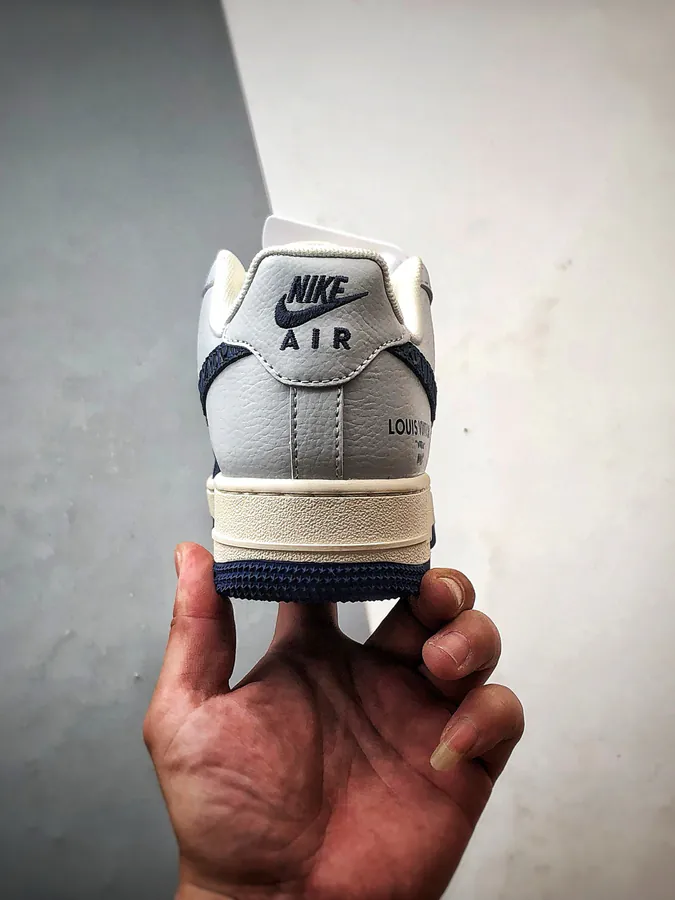 LV x Air Force 1 Low White, Gray, Blue, Stone Pattern