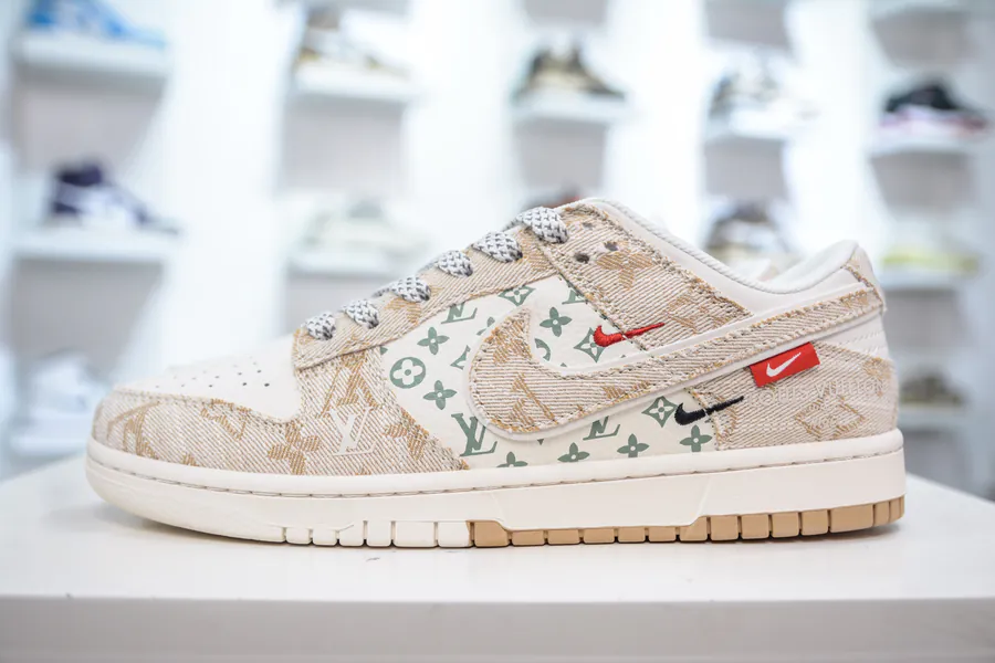 SB Dunk Low x Louis Vuitton Collaboration Khaki Denim