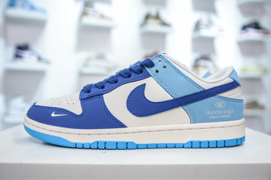 SB Dunk Low OG White and Light Blue Patchwork