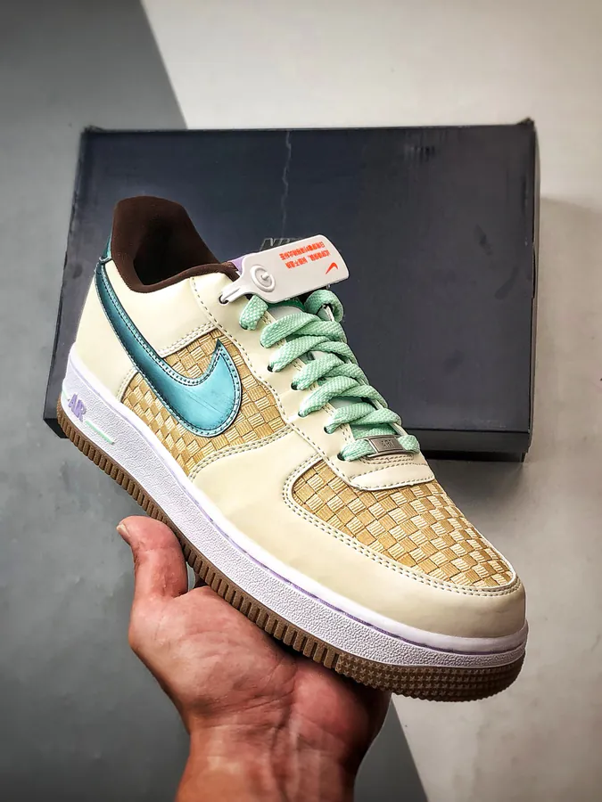 Exclusive Original Air Force 1 07 Low in Woven Beige Green