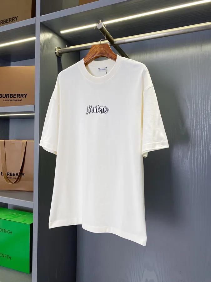 Burberry Logo Print Cotton T Shirt