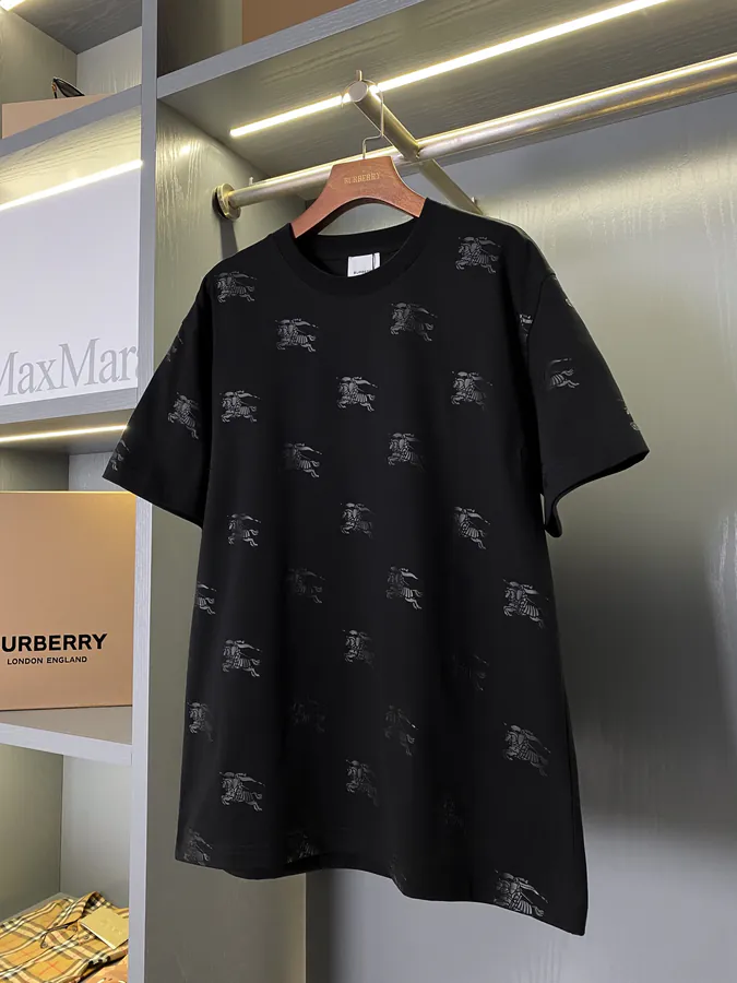 Burberry Horseman Logo Tartan Cotton T Shirt