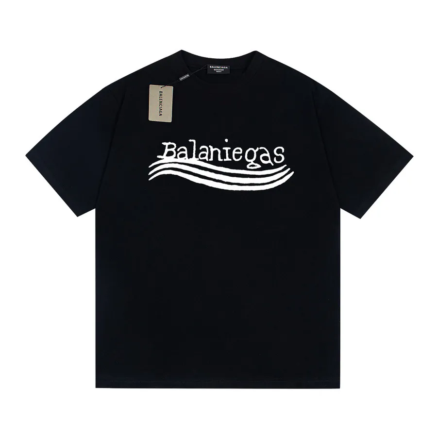 Balenciaga Paris Fluid Letter Classic Print Short Sleeve