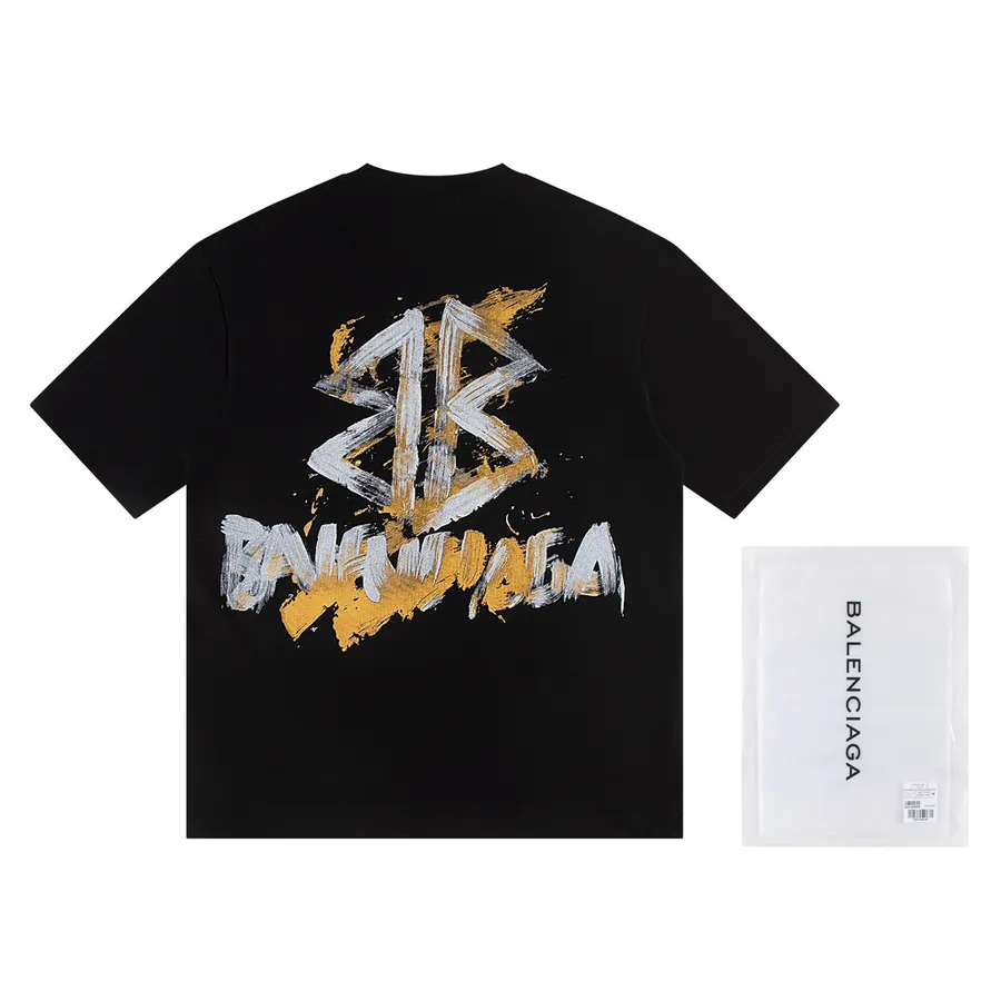 Balenciaga Paris Fluid Letter Classic Print Short Sleeve