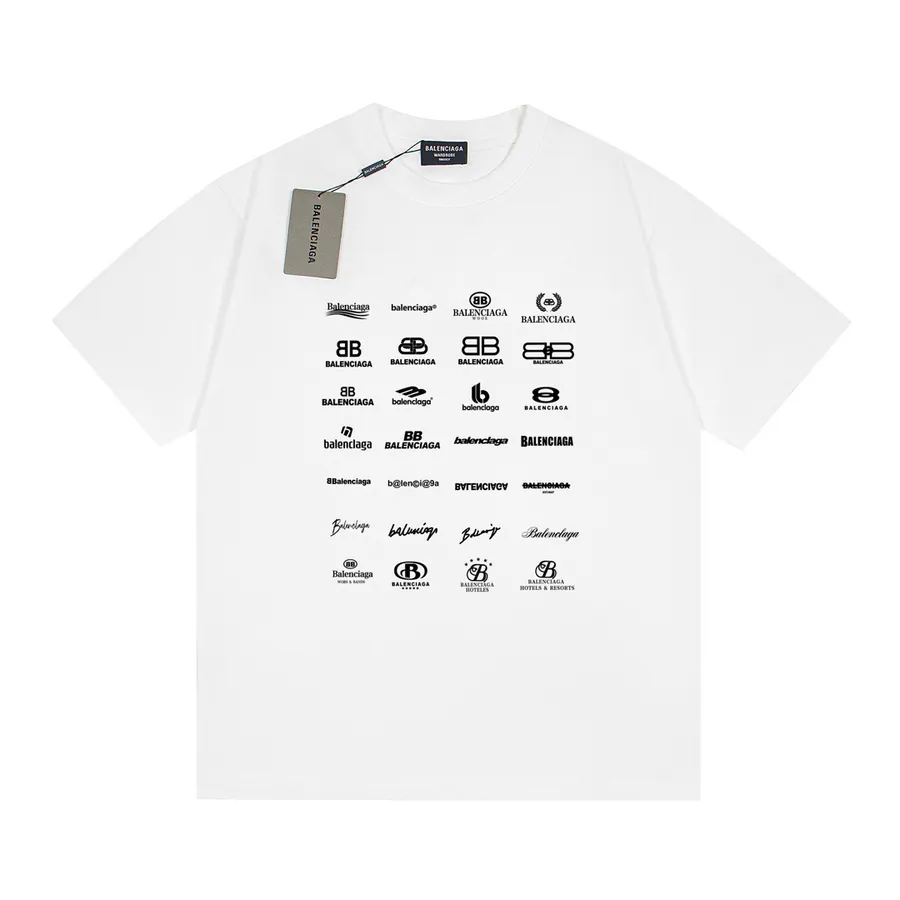 Balenciaga Paris Fluid Letter Classic Print Short Sleeve