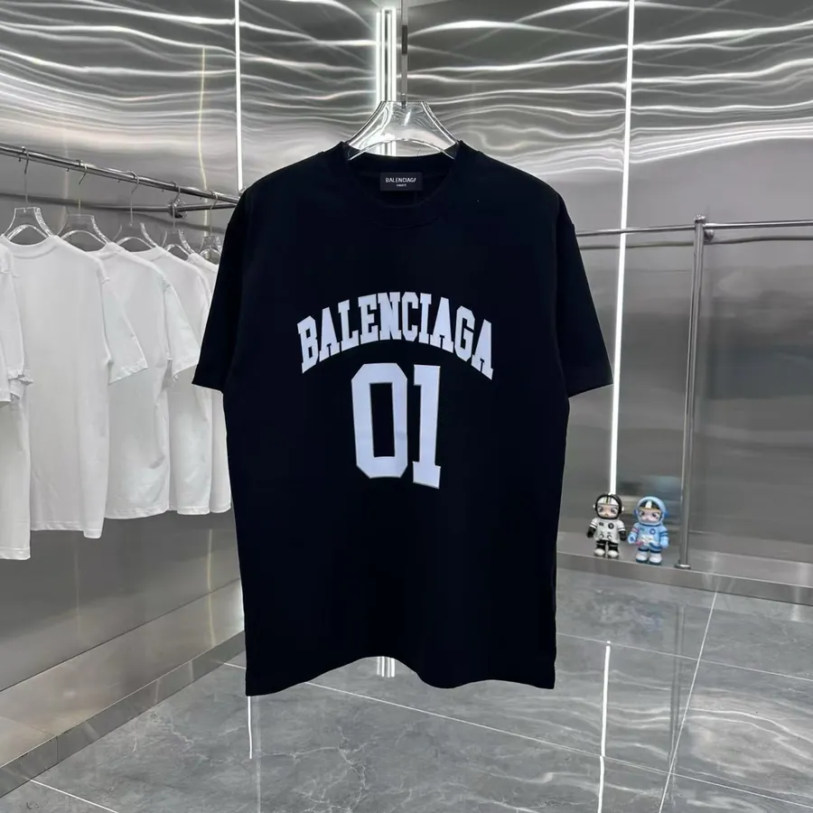Balenciaga Paris Fluid Letter Classic Print Short Sleeve