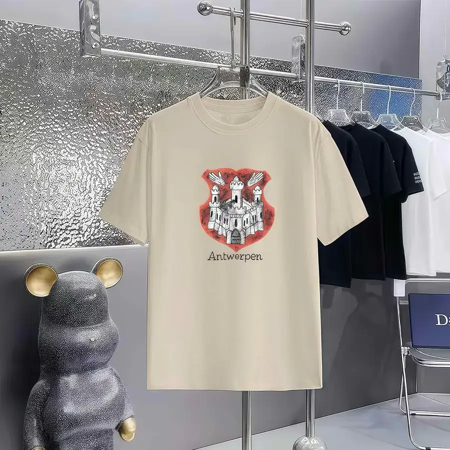 Balenciaga Parisian Print Round Neck Short Sleeve T Shirt