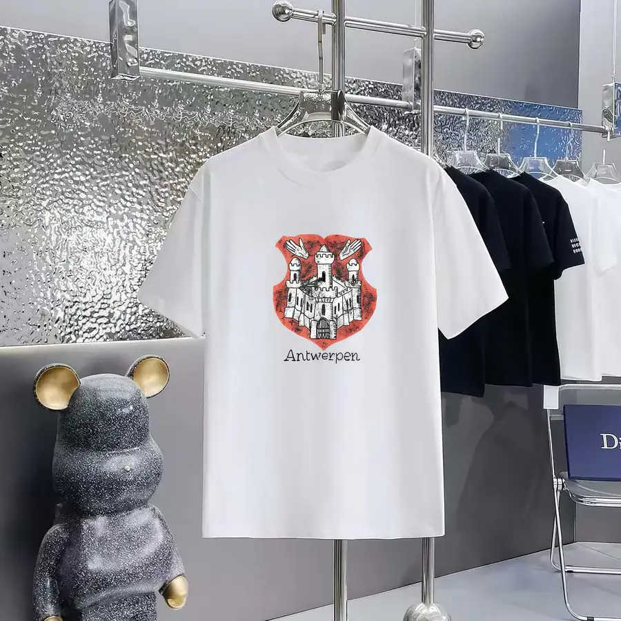 Balenciaga Parisian Print Round Neck Short Sleeve T Shirt