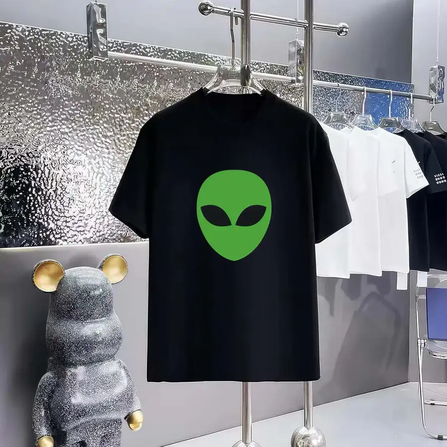 Balenciaga Parisian Print Round Neck Short Sleeve T Shirt