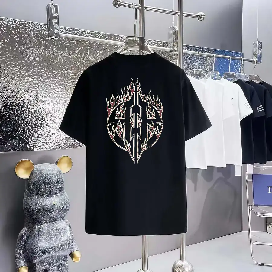 Balenciaga Parisian Print Round Neck Short Sleeve T Shirt