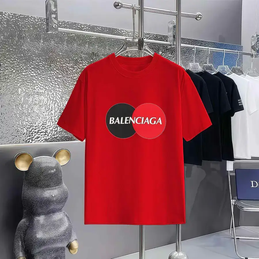 Balenciaga Parisian Print Round Neck Short Sleeve T Shirt